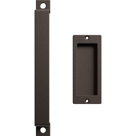 Ekena Millwork 11" Pull Handle & 6" Flush Pull for 1 3/4" Doors, Bronze Texture GB6001PP4116BZ